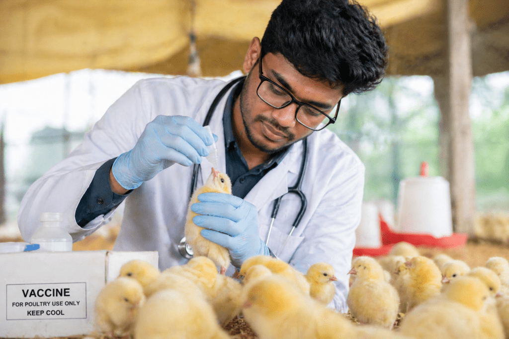 poultry vaccination eye drop method day-old chick