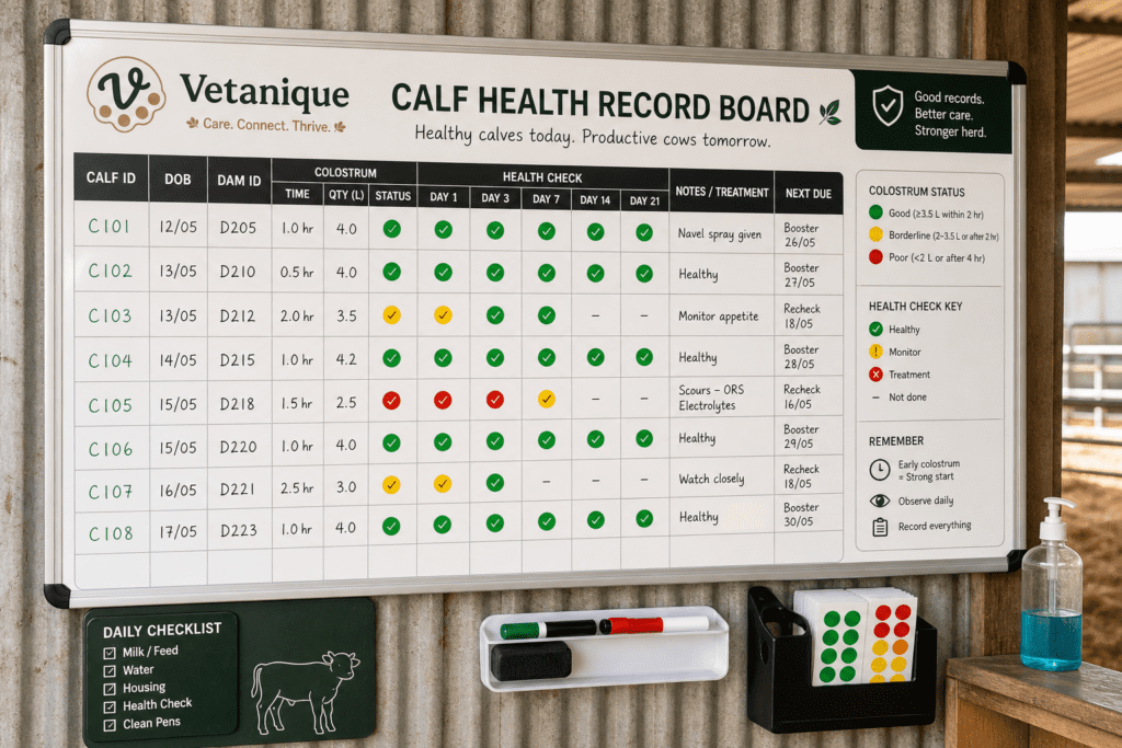 calf health check board