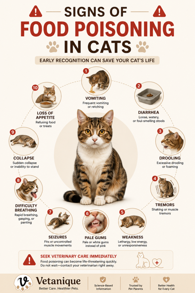 
sign of food poisoning in cat